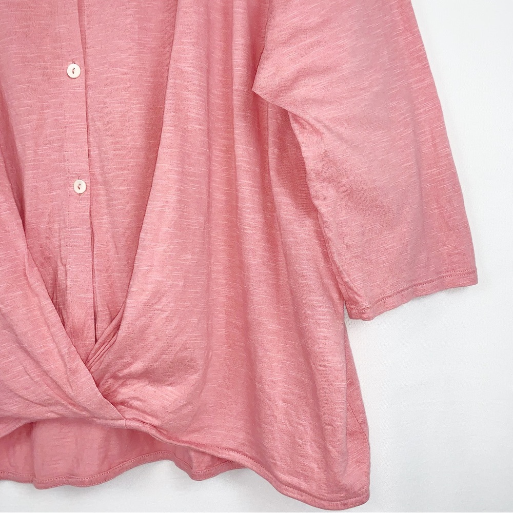 J. Jill Pure Jill Cotton Cross Front Blouse Pink - Picture 3 of 8